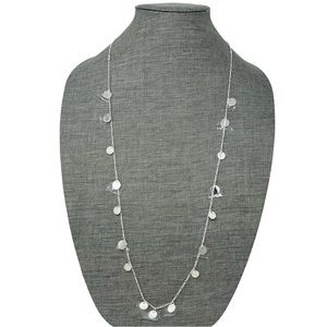 Vera Bradley Silver Tone Delicate Coin Long Chain Necklace